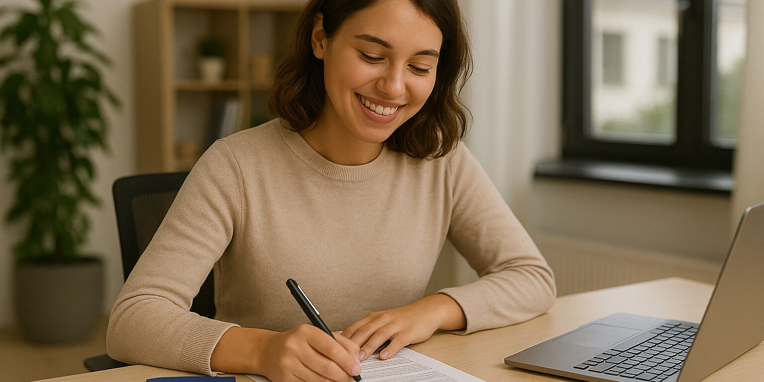 contrato-experiencia-direitos.jpg Trabalhador assinando contrato de experiência com atenção aos direito