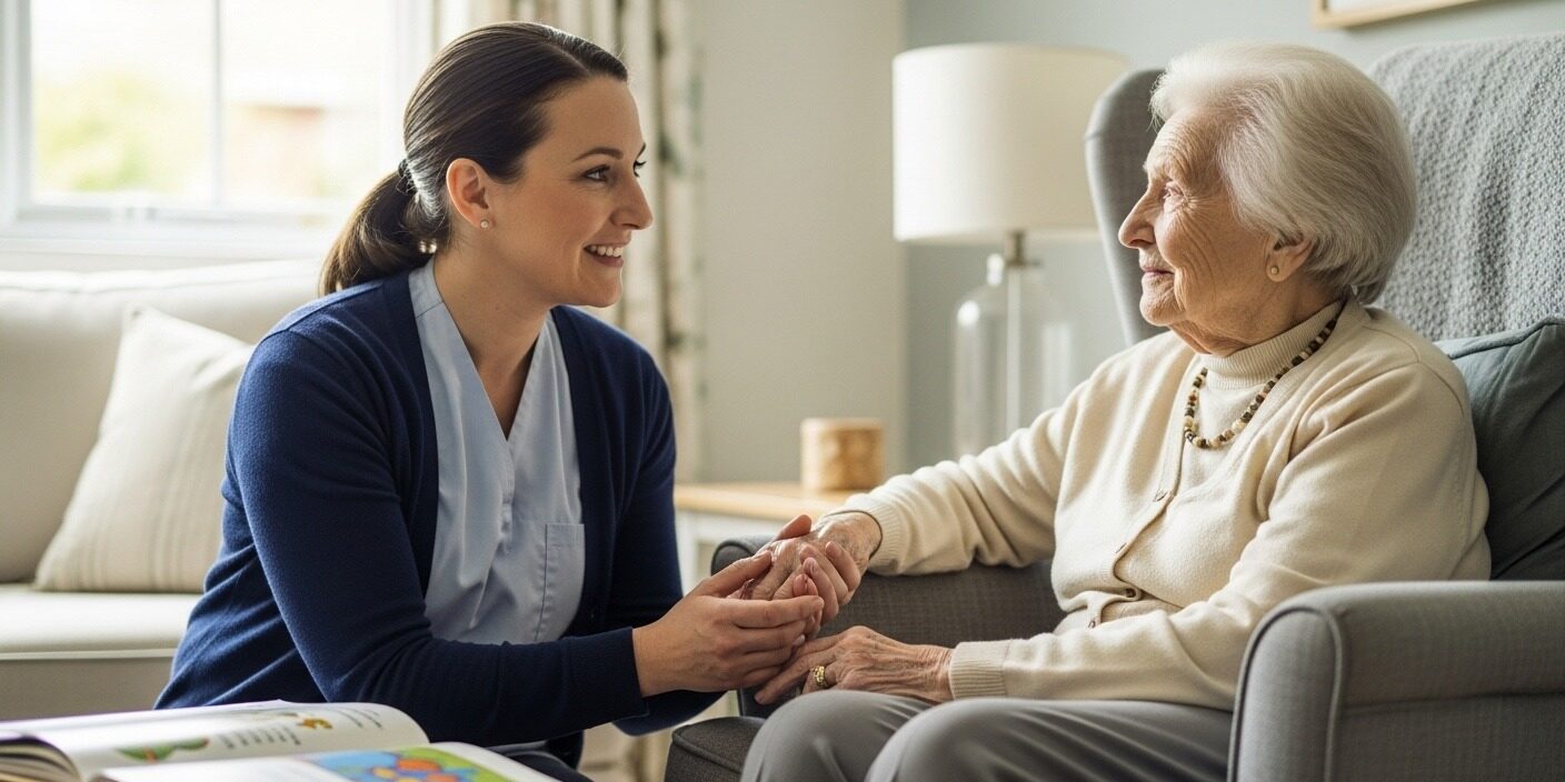 Cuidador representando cuidado e responsabilidade profissional.