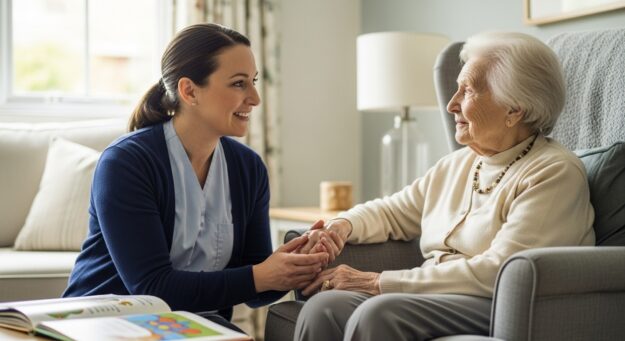 Cuidador representando cuidado e responsabilidade profissional.