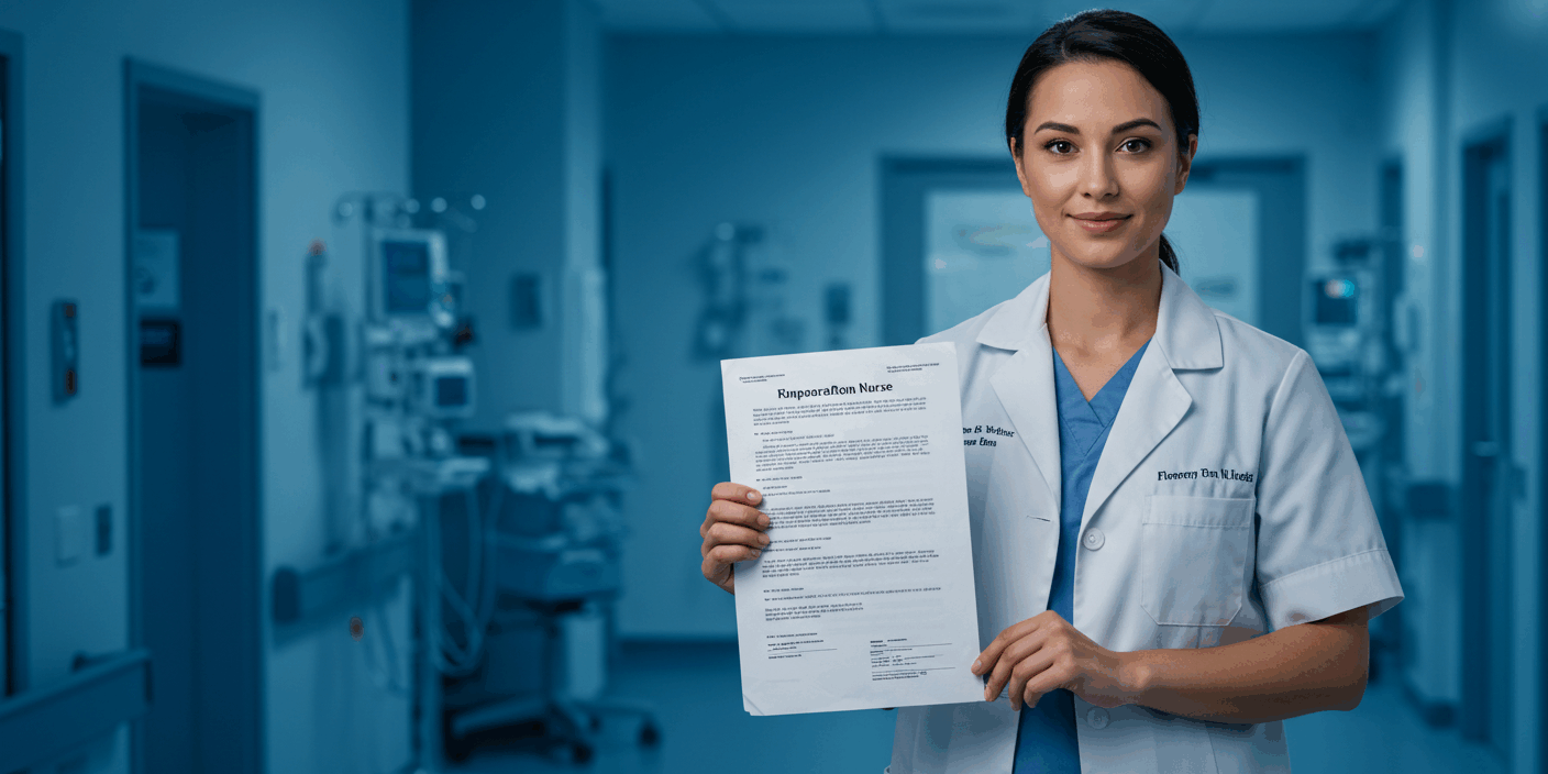 Enfermeiro segurando contrato de trabalho temporário em ambiente hospitalar