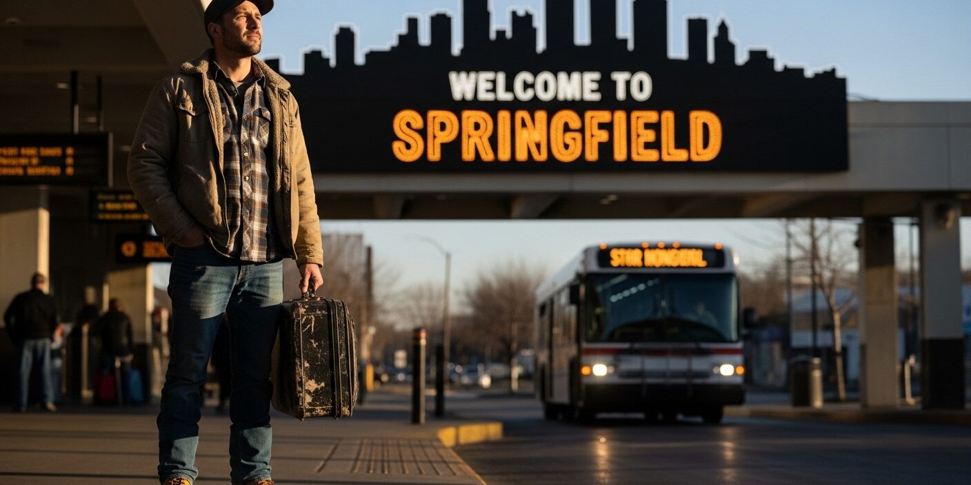 Trabalhador com mala em mudança de cidade, simbolizando adicional de transferência.