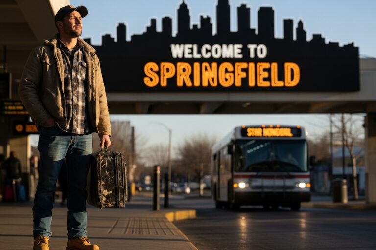 Trabalhador com mala em mudança de cidade, simbolizando adicional de transferência.