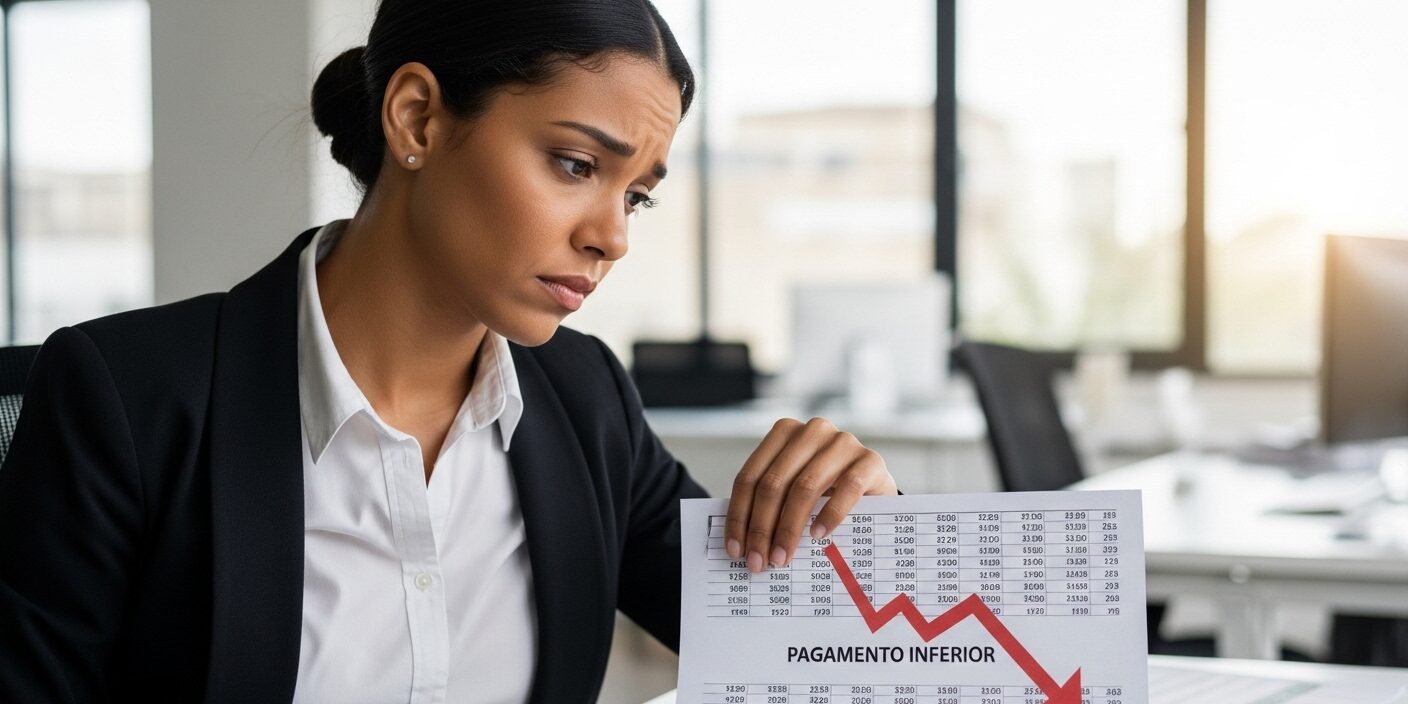 Redução salarial ilegal — trabalhador analisa holerite com queda de valores